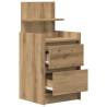 Stylish Artisan Oak Bedside Cabinet with 2 Drawers - 38x34x80cm