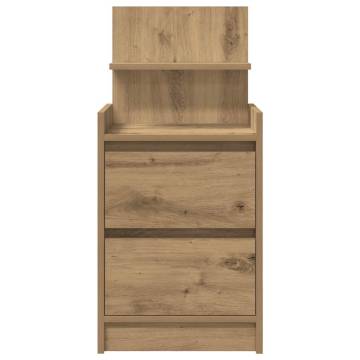 Stylish Artisan Oak Bedside Cabinet with 2 Drawers - 38x34x80cm