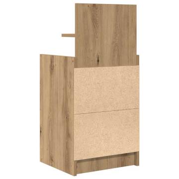 Stylish Artisan Oak Bedside Cabinet with 2 Drawers - 38x34x80cm