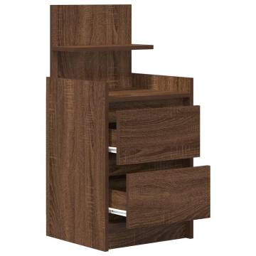 Stylish Brown Oak Bedside Cabinet - 2 Drawers | HipoMarket