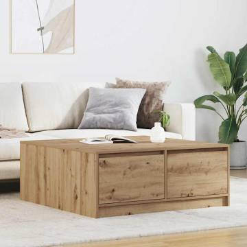 Artisan Oak Coffee Table with Drawers - 100x100x40 cm