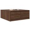 Stylish Brown Oak Coffee Table with Drawers - 100x100 cm