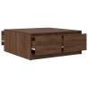 Stylish Brown Oak Coffee Table with Drawers - 100x100 cm