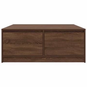 Stylish Brown Oak Coffee Table with Drawers - 100x100 cm