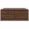 Stylish Brown Oak Coffee Table with Drawers - 100x100 cm