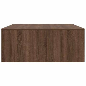 Stylish Brown Oak Coffee Table with Drawers - 100x100 cm