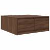 Stylish Brown Oak Coffee Table with Drawers - 100x100 cm