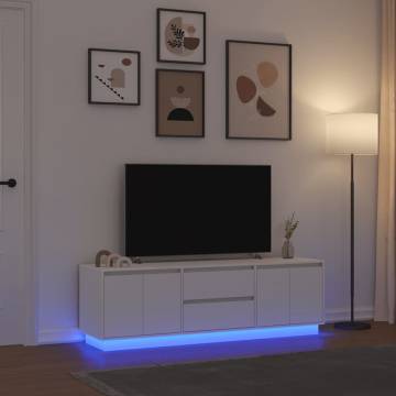 LED TV Cabinet in White - Stylish Storage 160.5x41x50 cm