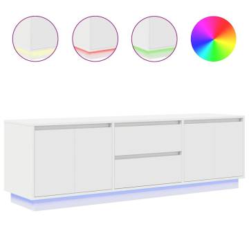 LED TV Cabinet in White - Stylish Storage 160.5x41x50 cm