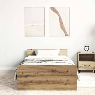 Artisan Oak Bed Frame 100x200 cm - Durable Engineered Wood