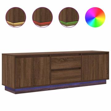 Stylish TV Cabinet with LED Lights - Brown Oak 160.5x41x50 cm