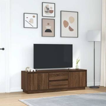 Stylish TV Cabinet with LED Lights - Brown Oak 160.5x41x50 cm