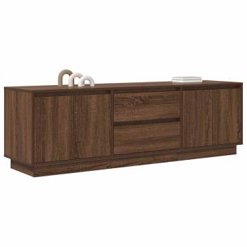 Stylish TV Cabinet with LED Lights - Brown Oak 160.5x41x50 cm