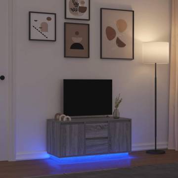 Stylish TV Cabinet with LED Lights - Grey Sonoma 100x41x50 cm