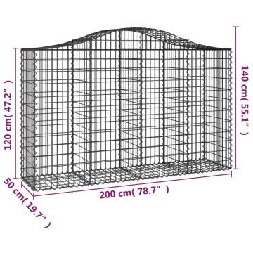 Arched Gabion Baskets - 15 pcs Galvanised Iron 200x50x120 cm