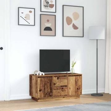 Stylish TV Cabinet with LED Lights - Old Wood 100x41x50 cm