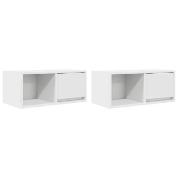 White TV Cabinets 2 pcs - Space-Saving Engineered Wood Solutions