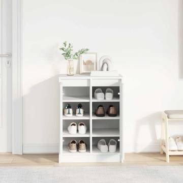 Elegant White Shoe Cabinet - 57x34x76 cm Engineered Wood