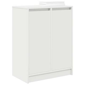 Elegant White Shoe Cabinet - 57x34x76 cm Engineered Wood