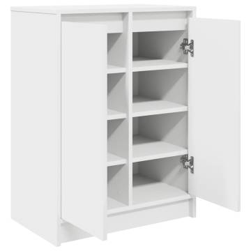 Elegant White Shoe Cabinet - 57x34x76 cm Engineered Wood