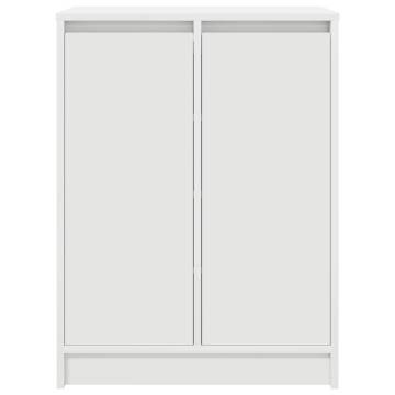 Elegant White Shoe Cabinet - 57x34x76 cm Engineered Wood