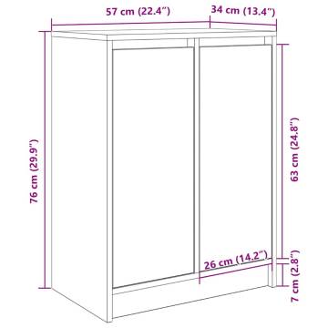 Elegant White Shoe Cabinet - 57x34x76 cm Engineered Wood