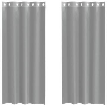 Voile Curtains with Grommets - Light Grey 140x245 cm (2 pcs)