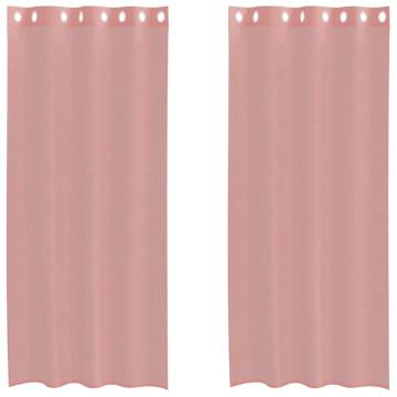 Pink Voile Curtains with Grommets - 140x225 cm (2 pcs)