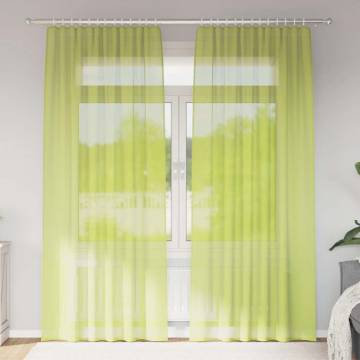 Voile Curtains with Tab Top - 2 pcs Apple Green | HipoMarket