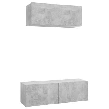 2 Piece Concrete Grey TV Cabinet Set | Stylish & Practical Storage