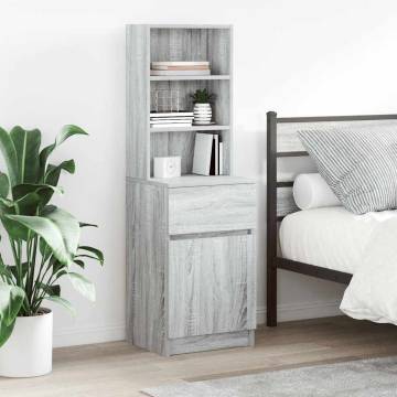 Stylish Grey Sonoma Bedside Cabinet - 39x35x125 cm