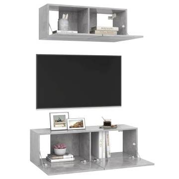 2 Piece Concrete Grey TV Cabinet Set | Stylish & Practical Storage