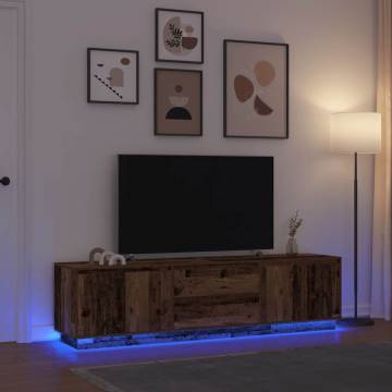 Stylish TV Cabinet with LED Lights in Old Wood | 193.5x41 cm