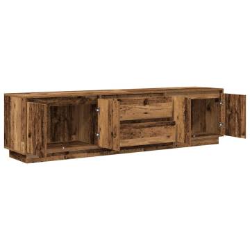 Stylish TV Cabinet with LED Lights in Old Wood | 193.5x41 cm