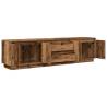 Stylish TV Cabinet with LED Lights in Old Wood | 193.5x41 cm