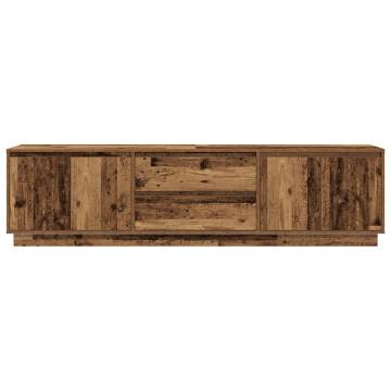 Stylish TV Cabinet with LED Lights in Old Wood | 193.5x41 cm