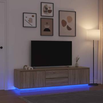 Stylish TV Cabinet with LED Lights - Sonoma Oak