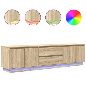 Stylish TV Cabinet with LED Lights - Sonoma Oak