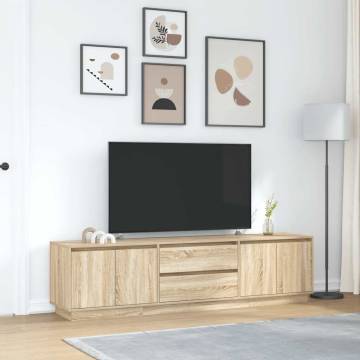 Stylish TV Cabinet with LED Lights - Sonoma Oak