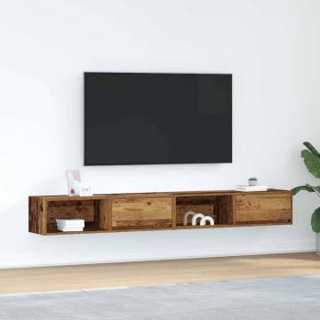 Elegant 2 pcs TV Cabinets in Old Wood - HipoMarket UK