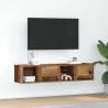 Stylish Old Wood TV Cabinets - Space-Saving Design - 2 pcs