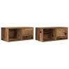 Stylish Old Wood TV Cabinets - Space-Saving Design - 2 pcs