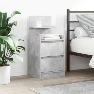 Elegant 2 Drawer Bedside Cabinets - Concrete Grey - HipoMarket