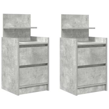 Elegant 2 Drawer Bedside Cabinets - Concrete Grey - HipoMarket