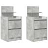 Elegant 2 Drawer Bedside Cabinets - Concrete Grey - HipoMarket