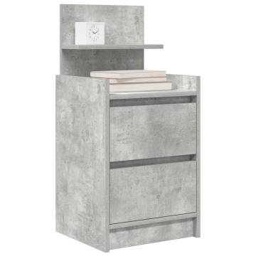 Elegant 2 Drawer Bedside Cabinets - Concrete Grey - HipoMarket