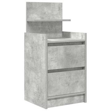 Elegant 2 Drawer Bedside Cabinets - Concrete Grey - HipoMarket