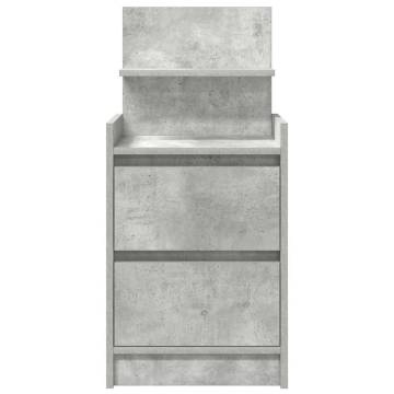 Elegant 2 Drawer Bedside Cabinets - Concrete Grey - HipoMarket