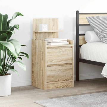 Stylish Sonoma Oak Bedside Cabinets with 2 Drawers - 2 pcs