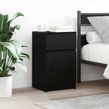 Stylish Black Bedside Cabinets - 2 pcs in Engineered Wood